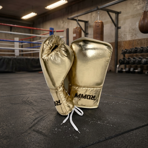 Gants de boxe en cuir PU doré les plus vendus, à lacets, pour adultes, équipement d'entraînement, prix de gros - Product Image 3