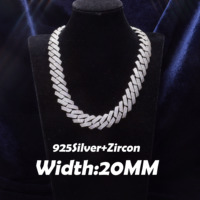 925 Argent GRA Moissanite 20mm Large Diamant Glacé Collier Miami Cubain Lien Chaîne Hip Hop Rappeur Vie Hommes Collier