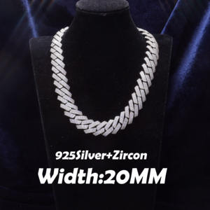 <span class=keywords><strong>Argento</strong></span> <span class=keywords><strong>925</strong></span> GRA Moissanite 20mm di larghezza <span class=keywords><strong>collana</strong></span> ghiacciata Miami maglia cubana catena Hip Hop Rapper vita <span class=keywords><strong>uomo</strong></span> <span class=keywords><strong>collana</strong></span> - Product Image 4
