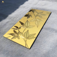 Carrelage mural et de sol en céramique de luxe pour hôtel et villa, motif feuille 3D, finition mate dorée, 300*600, décoration intérieure de salle de bain