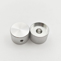 Bouton en métal massif argenté brossé, bouton de potentiomètre en alliage d'aluminium pour amplificateur de puissance audio