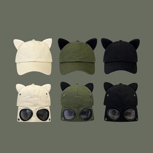 Gli occhiali da sole con personalità del cappello da pilota possono essere indossati cappellino da Baseball anteriore e posteriore con orecchio di gatto - Product Image 2