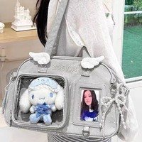 Sac bowling pour femme avec fermeture éclair et doublure en polyester, motif poupée chibi anime, mignon et polyvalent, sac à bandoulière et sous le bras