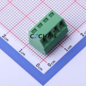 DB127S-3.5-4P-GN-S Screw Terminal Block P=3.5mm Connector ( Construction: 1x4P )( Pitch: 3.5mm )( Color: Green ) - Product Image 1