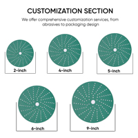 Disque de ponçage 75 mm vert en film polyester, oxyde d'aluminium, multi-trous, pour réparation ponctuelle, peinture, polissage de métal