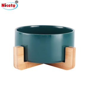 Atacado Luxo Logotipo Personalizado Cerâmica Pet <span class=keywords><strong>Food</strong></span> e Água <span class=keywords><strong>Bowl</strong></span> com Madeira <span class=keywords><strong>Stand</strong></span> para Cães e Gatos - Product Image 4