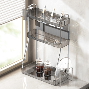 Organisateur universel de comptoir de cuisine, étagère à épices à 3 niveaux en acier inoxydable, étagère de rangement en PET épaissi pour le rangement de toute la maison - Product Image 2