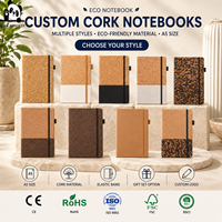 Cuaderno Ecológico A5 con Logotipo Personalizado, Cuaderno de Corcho Cosido a Mano, Cuaderno de Madera Reciclada para Regalos Únicos