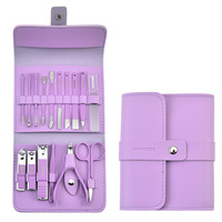 Kit de coupe-ongles de luxe, 16 pièces, pour manucure et pédicure, dissolvant de cuticules, lime à ongles, avec boîte à glissière