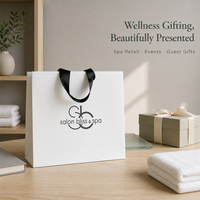Sacola Promocional Personalizada de Luxo com Alça de Fita, Revestimento Fosco, Revestimento em Folha de Ouro, Laminada, Reciclável, Impermeável, Ecológica, Grande e Média, Branca