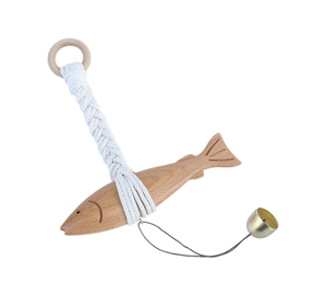 Campanilla de puerta moderna de madera maciza con diseño de pez tallado y grabado realista, ecológica, decorativa para colgar en la pared, regalo para entrada. - Product Image 6