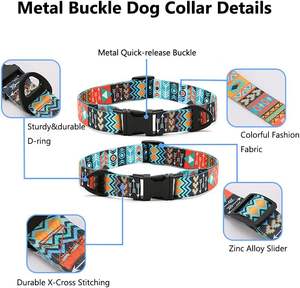 Ensemble de chien VVMEETYOU, collier réglable de style ethnique à motifs bohèmes doux avec boucle en métal et poignée rembourrée de 4 pieds - Product Image 2