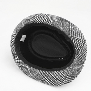 Fedora <b>Hats</b> <b>Men</b> <b>Wool</b> Plaid <b>Hat</b> Black Band Casual Spring Autumn England Style Adult Male <b>Hat</b> - Product Image 4