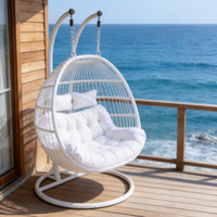Fauteuil suspendu moderne avec coussin en peluche doux, support métallique, chaise hamac intérieure/extérieure pour chambre, balcon, jardin