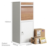 Grande boîte aux lettres extérieure autoportante antivol en acier avec finition en grain de bois pour le jardin