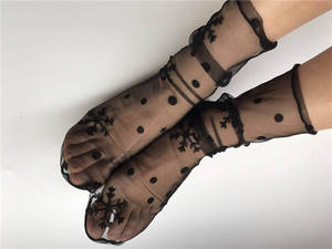 Signore <span class=keywords><strong>Sexy</strong></span> sottile maglia calze di seta nera del merletto trasparente calze - Product Image 2