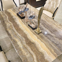 Ensemble de table à manger en cuir et marbre de luxe, 6 places, table à manger moderne avec plateau en marbre et ensemble de chaises