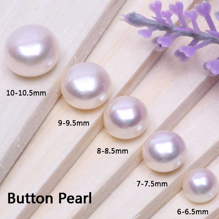 Natural Freshwater Pearl Beads – Half Drilled, Round White Loose For DIY Jewelry-402296