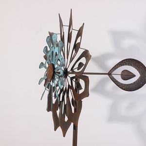 Ornement de moulin à vent en plastique gris en forme de fleur pour la décoration de jardin, pelouse, cour - <span class=keywords><strong>Design</strong></span> Art Déco extérieur imperméable - Product Image 5