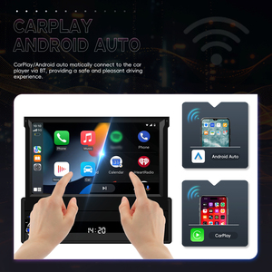 Podofo 7'' 1 Din Autoradio Android Car Radio 4+64G Retractable Touch Screen Wireless Carplay & Android Auto BT/WIFI/GPS USB - Product Image 2