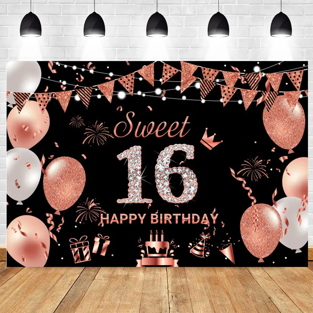 16th 18th 21th compleanno decorazione Banner sfondo buon compleanno decorazioni rosso nero rosa 50 anni compleanno Banner