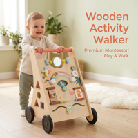 Marche-bébé en bois Montessori : Centre d'activités pousse-tire pour l'apprentissage