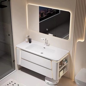 Dibuat di Cina dipasang di dinding Modern PVC kayu lapis Custom warna kamar mandi <span class=keywords><strong>Vanity</strong></span> dengan wastafel dan lampu cermin untuk pilihan - Product Image 2