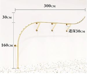Porte-vêtements en métal fer moderne haute qualité porte-vêtements pour <span class=keywords><strong>magasin</strong></span> de vêtements mural gain d'espace manteau or présentoir - Product Image 4