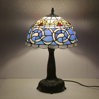 Lampe de table en verre teinté LongHuiJing de 12 pouces, abat-jour baroque, base en alliage de zinc, E26 E27 110-220V, lampe de lecture vintage