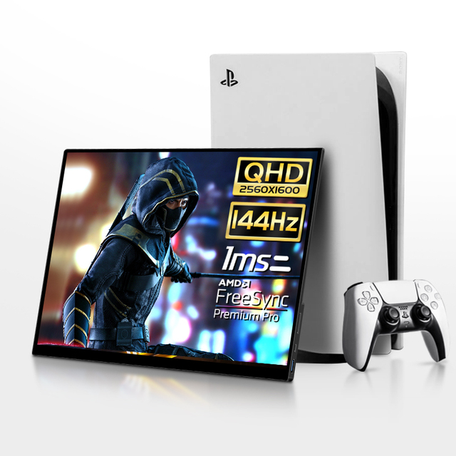WUXGA 2.5K High Refresh Rate 144HZ IPS Gaming Portable Monitor Lightweight with FreeSync HDR Speaker External Display