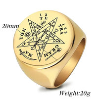 Bague Punk en Acier Inoxydable « Wahyeh » Viking, Pentagramme Magique Béni de Salomon