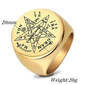 Bague Punk en Acier Inoxydable « Wahyeh » Viking, Pentagramme Magique Béni de Salomon - Product Image 6