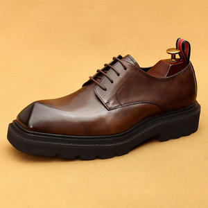 Zapatos casuales de negocios para hombre - Cuero genuino - Diseño retro británico con punta cuadrada - Diseño con altura aumentada - Product Image 6
