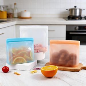 ถุงซิลิโคนเก็บอาหารรักษาความสดใหม่ในครัว ถุงเก็บอาหารแบบใช้ซ้ำได้ ป้องกันการรั่วซึม ถุงซิปล็อค ถุงซิลิโคนใส่อาหาร - Product Image 1