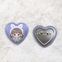 Broche Cœur Personnalisée Vigreat avec Base Métallique, Badge en Tissu Imprimé sur Mesure, Article Décoratif pour Collection Cadeau