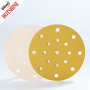 Hotshine Factory Supply Gold Aluminum Oxide 6 Inches Hook and Loop Angle Grinder Abrasive Sanding Disc Sale Stone Metal Wood