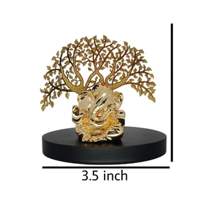 Graceful Lord Ganesh Idol estatua sentado Metal dorado árbol artesanal tamaño pequeño hogar templo decoración Puja habitación boda acero inoxidable - Product Image 6