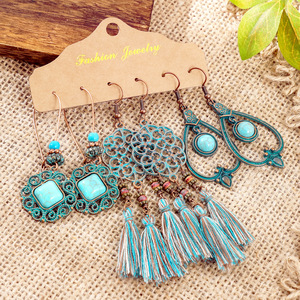 Bohemian Fashion Earrings Set Alloy Antique <b>Bronze</b> Plated Tassel <b>Drop</b> Women's Party Jewelry - Product Image 4