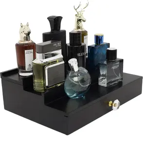 3 Tier Wood Perfume Organizer With Drawer Perfume Tray Vanity Organizer Cosmetic Perfume Storage
