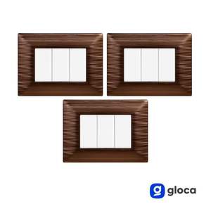 Placca Interruttore a Muro Gloca a 3 Vie, Design Moderno in Plastica, Facile Installazione, Set da 3 Pezzi - Product Image 3