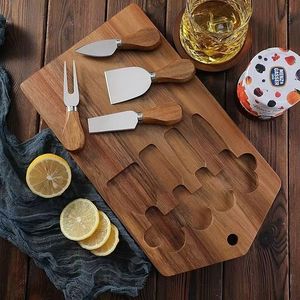 Acacia Wood Cheeseboard <b>Set</b> With Knives Solid Wood Cutting Board For Kitchen Use Durable Design - Product Image 2