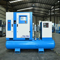 Compresor de Aire de Tornillo Silencioso Industrial de 7.5kW 10HP 20HP 30HP 380V 220V Monofásico con Secador y Tanque para Taller Automotriz