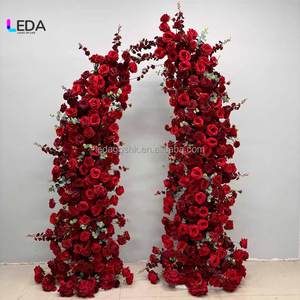 LEDA Hot Selling Customized Broken Red <b>Flower</b> Arch Backdrop Soft <b>Artificial</b> <b>Flowers</b> for Valentine's Day Event Decoration - Product Image 1