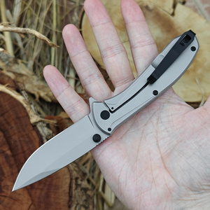 سكين قابل للطي محمول للبيع بالجملة بمقبض فولاذية مخصص 8cr13mov نصل جيب خارجي للبقاء على قيد الحياة للتخييم - Product Image 5