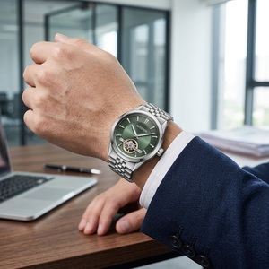 Reloj de Pulsera Mecánico Automático de Lujo con Esqueleto, Correa de Acero Inoxidable, Manecillas Luminosas, Resistente al Agua 5ATM, para Negocios y Uso Casual - Product Image 4