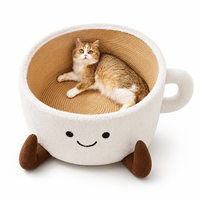 Lit pour animaux de compagnie en forme de tasse de thé, pour chat et chien, en corde de coton tressée et peluche, doux et confortable, forme donut, pour petit chiot, OEM, vente en gros