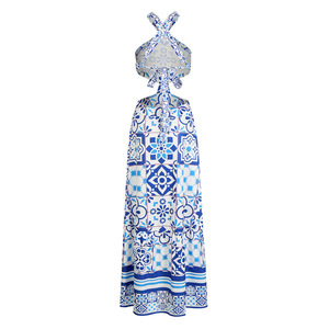 Nouvelle Robe Longue Chic à Imprimé Floral pour Femme, Sans Manches, Dos Nu, Taille Nouée, Idéale pour les Vacances d'Été à la Plage - Product Image 3