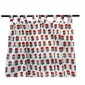 ผ้าม่านหน้าต่างผ้าฝ้ายพิมพ์ลายชิโบริแบบแฮนด์บล็อกส่งออกจำนวนมาก ผู้ผลิตสิ่งทออินเดีย รับผลิตตามสั่ง (OEM) ผ้าม่านแบบรูร้อยราง - Product Image 1