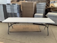 Banc-table pliant rectangulaire moderne et étanche de 6 pieds, blanc, en plastique, avec cadre métallique, pour usage extérieur, cour, hôpital, salle à manger - Vente en gros