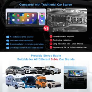 10.26 'पोर्टेबल कार एमपी 5 हेड यूनिट आईप्स टच कार्प्ले स्क्रीन वायरलेस कार वॉयस कंट्रोल के साथ एंड्रॉइड ऑटो नेविगेशन - Product Image 6